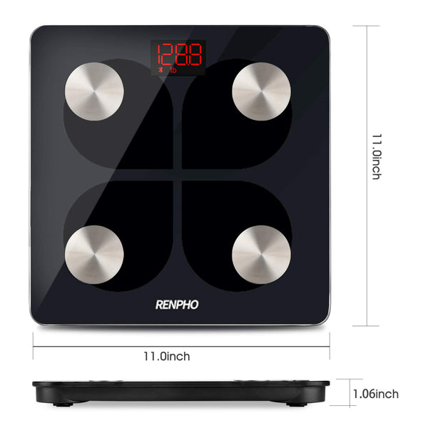 RENPHO Bluetooth Body Fat Smart Scale USB Rechargeable Digital Bathroom Weight Scale Body Fat Monitor with Smartphone App, 396 lbs