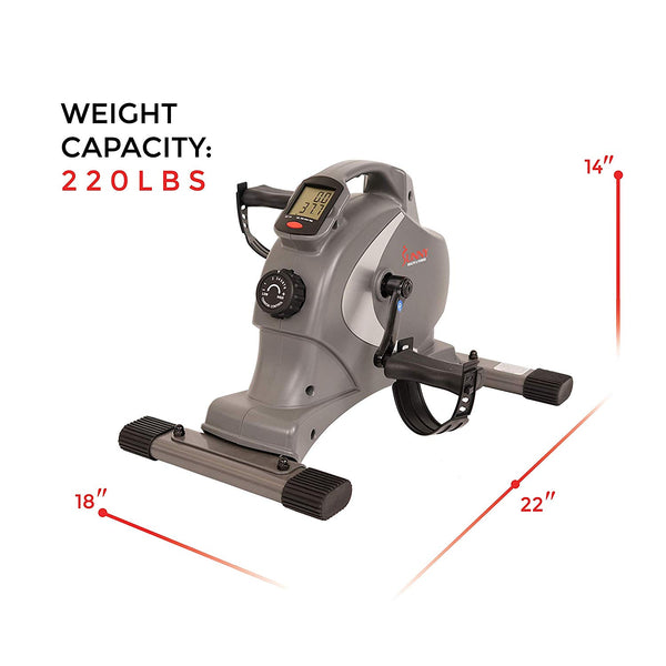 Sunny Health & Fitness SF-B0418 Magnetic Mini Exercise Bike, Gray
