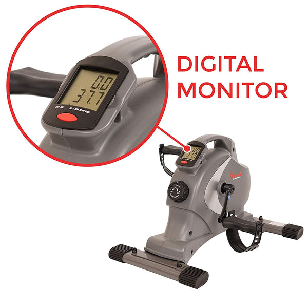 Sunny Health & Fitness SF-B0418 Magnetic Mini Exercise Bike, Gray