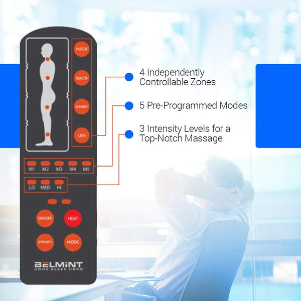 Belmint Vibrating Massage Mat for Full Body - Vibrating Massager Pad with Heat | 10 Vibration Motor Mattress Pad for Neck, Back, Legs Pain Relief (Black)