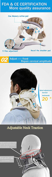 Cervical Neck Traction Device - Neck Massager & Collar & Brace - Neck & Shoulder Pain Relief - Stretcher Collar for Travel/Home Improved Spine Alignment