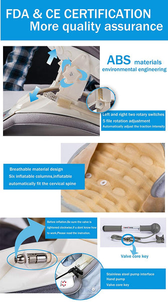 Cervical Neck Traction Device - Neck Massager & Collar & Brace - Neck & Shoulder Pain Relief - Stretcher Collar for Travel/Home Improved Spine Alignment