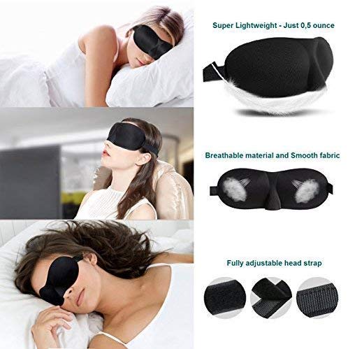 DaviSMART Cervical Neck Traction ✮ Effective Neck Pain Remedy at Home ✮ Inflatable & Adjustable Neck Stretcher Collar Device + Eye Mask Bonus (Dark Blue)