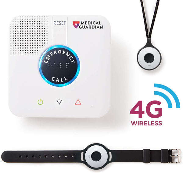 Home Guardian Medical Alert System by Medical Guardian™, No Landline Required, 24/7 Emergency Monitoring Service, 600-Feet Range of Protection (1 Month Free + Extra Spouse Button)