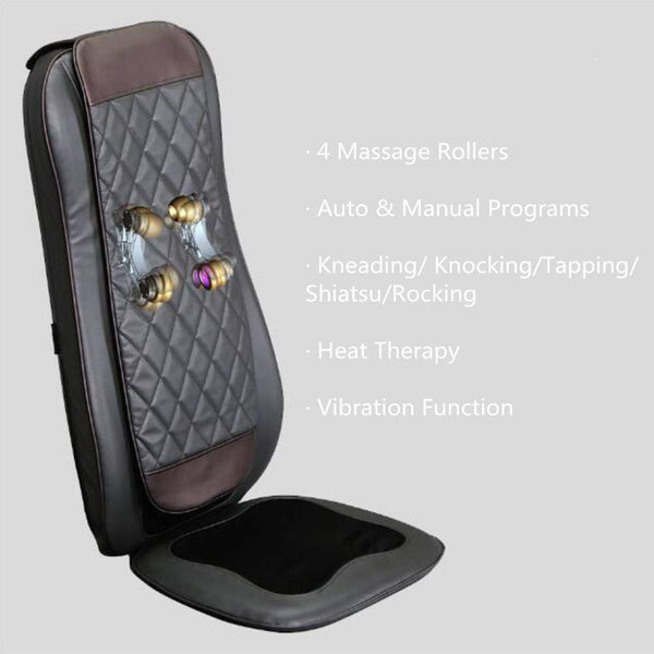 Kleasant Back & Neck Shiatsu Massage Cushion with Heat - Kneading Massage Chair Pad with Rolling, Kneading & Vibration Function for Home and Office Seat Use