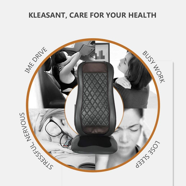 Kleasant Back & Neck Shiatsu Massage Cushion with Heat - Kneading Massage Chair Pad with Rolling, Kneading & Vibration Function for Home and Office Seat Use