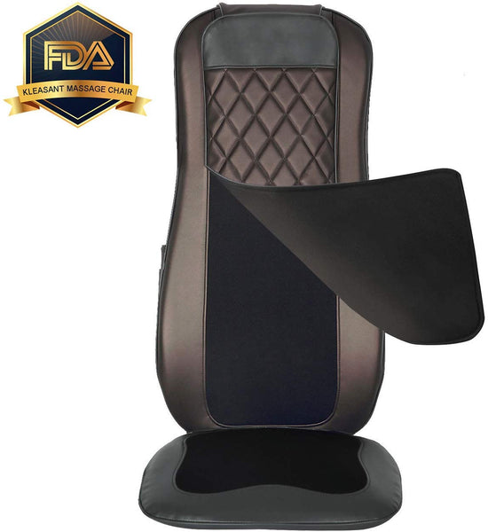 Kleasant Back & Neck Shiatsu Massage Cushion with Heat - Kneading Massage Chair Pad with Rolling, Kneading & Vibration Function for Home and Office Seat Use