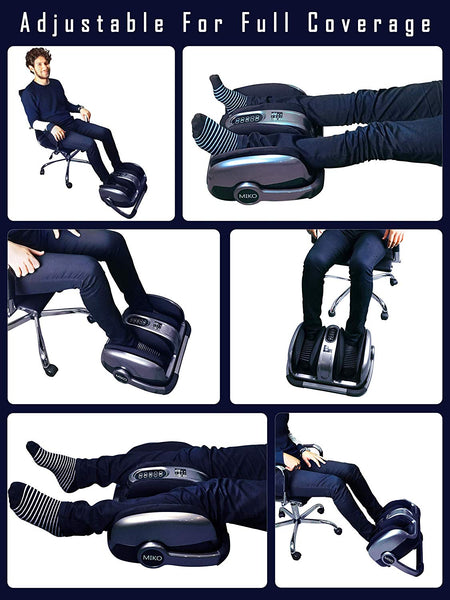 Miko Foot Massager Reflexology Machine with Shiatsu Massage Settings, Vibration, Kneading, Heat and Adjustable Bar for Feet, Ankles, Calf, for Plantar Fasciitis, Neuropathy, Tired Muscles