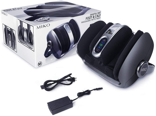 Miko Foot Massager Reflexology Machine with Shiatsu Massage Settings, Vibration, Kneading, Heat and Adjustable Bar for Feet, Ankles, Calf, for Plantar Fasciitis, Neuropathy, Tired Muscles