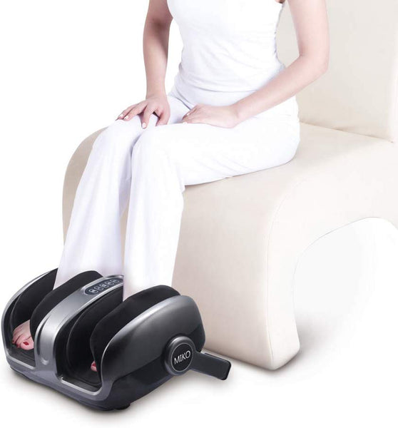 Miko Foot Massager Reflexology Machine with Shiatsu Massage Settings, Vibration, Kneading, Heat and Adjustable Bar for Feet, Ankles, Calf, for Plantar Fasciitis, Neuropathy, Tired Muscles