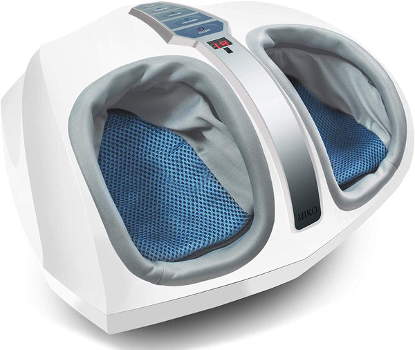 Miko Foot Massager with Multi-Level Settings, Shiatsu Deep Kneading, and Switchable Heat Function White
