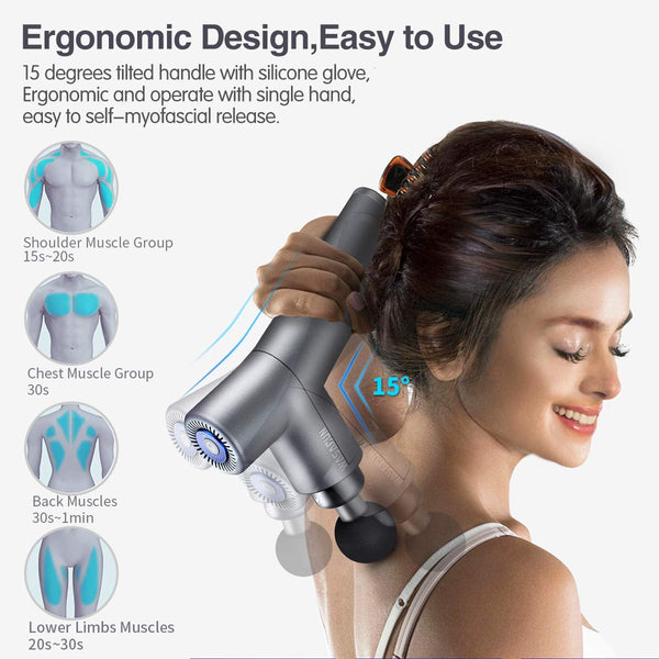 Muscle Massage Gun, WASAGUN Professional Handheld Vibration Massager Device with 5 Adjustable Speed, 4 Attachments, Cordless Electric Percussion Full Body Muscle Massage Equipment & Portable Bag