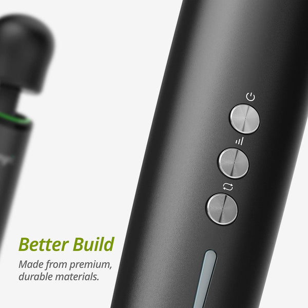 Mynt Cordless Handheld Massager, Powerful Portable Wand Massager with 2h Battery, Custom Settings and 2X Textured Massage Heads