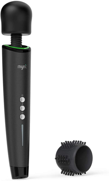 Mynt Cordless Handheld Massager, Powerful Portable Wand Massager with 2h Battery, Custom Settings and 2X Textured Massage Heads