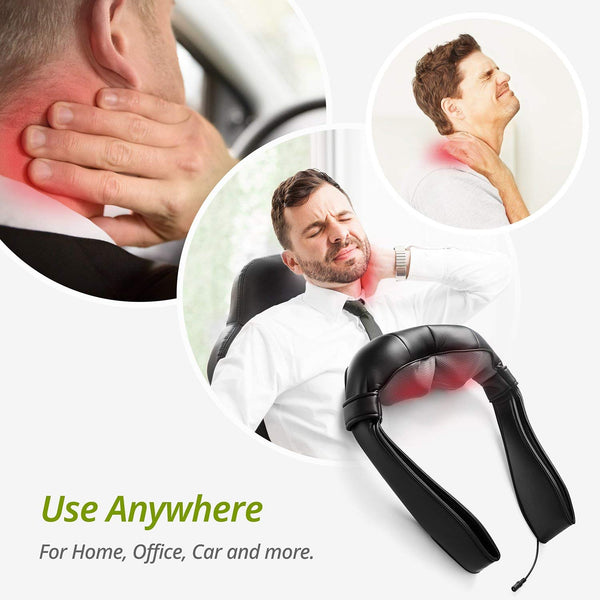 Mynt Shiatsu Massager for Neck, Back, Shoulders and Legs. with Heat, FDA Approved, Deep Kneading Massage, and a Lightweight Flexible Design – for Home, Office, Car and More