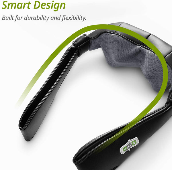 Mynt Shiatsu Massager for Neck, Back, Shoulders and Legs. with Heat, FDA Approved, Deep Kneading Massage, and a Lightweight Flexible Design – for Home, Office, Car and More