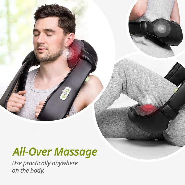 Mynt Shiatsu Massager for Neck, Back, Shoulders and Legs. with Heat, FDA Approved, Deep Kneading Massage, and a Lightweight Flexible Design – for Home, Office, Car and More