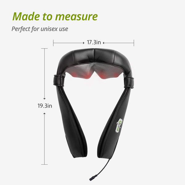 Mynt Shiatsu Massager for Neck, Back, Shoulders and Legs. with Heat, FDA Approved, Deep Kneading Massage, and a Lightweight Flexible Design – for Home, Office, Car and More