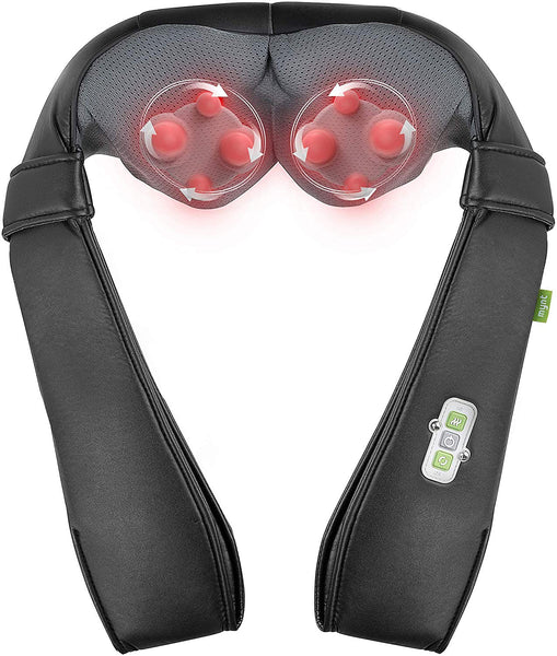 Mynt Shiatsu Massager for Neck, Back, Shoulders and Legs. with Heat, FDA Approved, Deep Kneading Massage, and a Lightweight Flexible Design – for Home, Office, Car and More