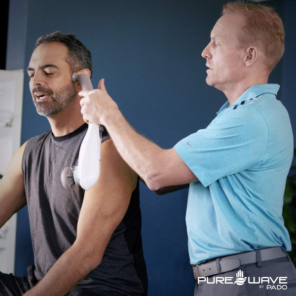 PUREWAVE™ CM-07 Dual Motor Percussion + Vibration Therapy Massager (White) | Official Patented CM-07™ | Treat pain for back, sciatica, neck, leg, foot, plantar fasciitis, tendinitis, arthritis, sports