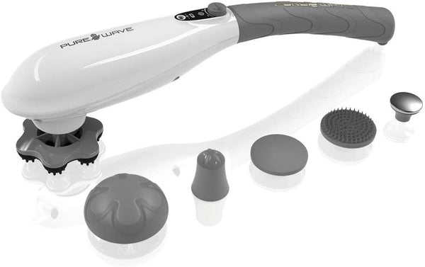 PUREWAVE™ CM-07 Dual Motor Percussion + Vibration Therapy Massager (White) | Official Patented CM-07™ | Treat pain for back, sciatica, neck, leg, foot, plantar fasciitis, tendinitis, arthritis, sports