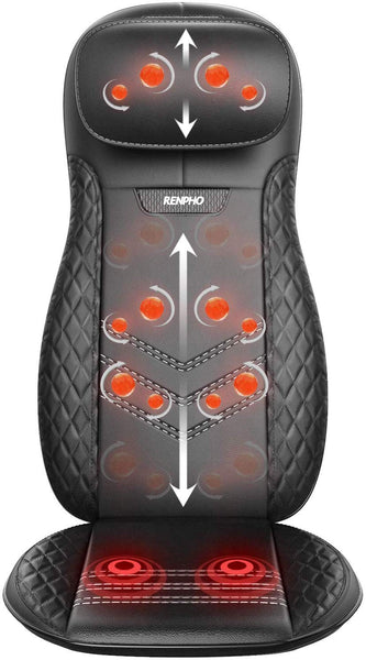 RENPHO Back & Neck Massager, Shiatsu Chair Massager Office Massage Seat Cushion with Heat, Vibration, Deep Kneading, Electric Massage Pad with Adjustable Pillow, Relieve Pain on Neck, Back, Shoulders