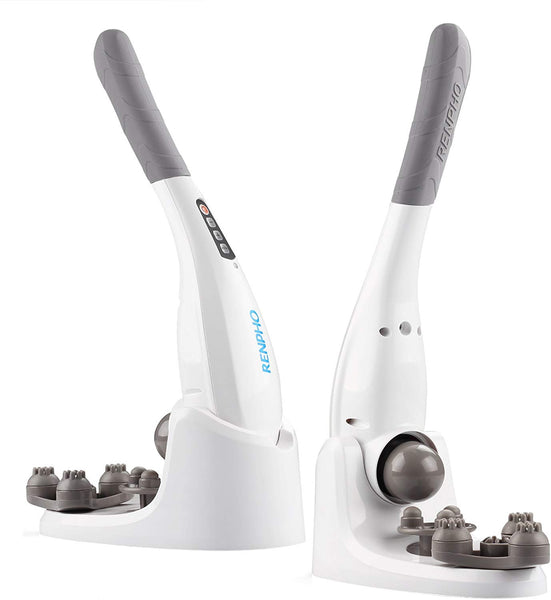 RENPHO Rechargeable Hand Held Deep Tissue Massager for Muscles, Back, Foot, Neck, Shoulder, Leg, Calf Pain Relief - Cordless Electric Percussion Full Body Massage with Portable Design - White