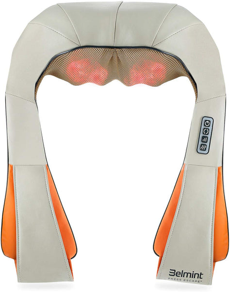 Shiatsu Neck and Shoulder Massager with Heat - Deep Kneading Massage Relieving Pain, Muscle Sores, Stiffness, and Stress - Electric Massage Pillow for Neck, Back, Shoulder, Legs, Foot (Beige)