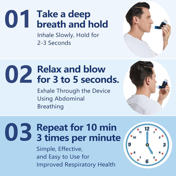 Flutter Valve Adjustable Resistance Breathing Trainer - Lung Strengthening Device for Respiratory Fitness