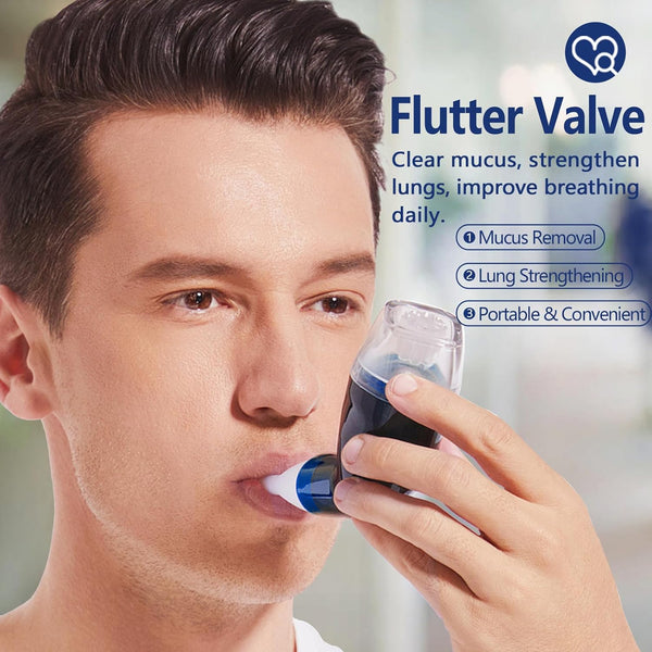 Flutter Valve Adjustable Resistance Breathing Trainer - Lung Strengthening Device for Respiratory Fitness