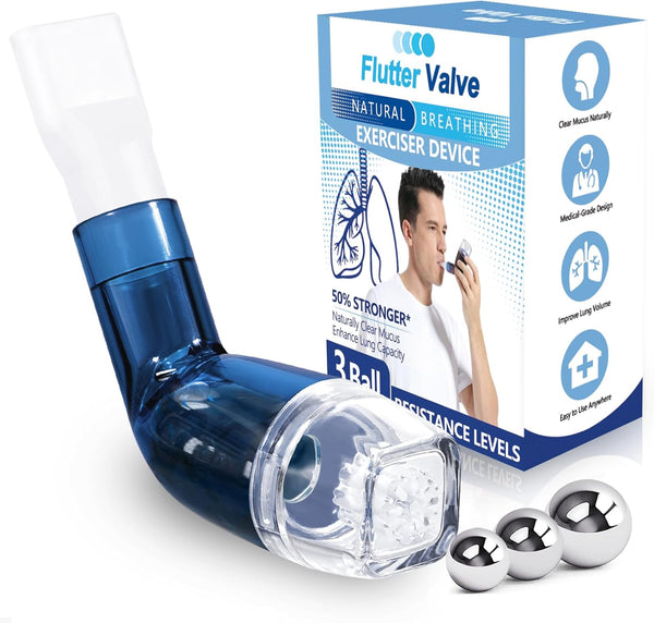 Flutter Valve Adjustable Resistance Breathing Trainer - Lung Strengthening Device for Respiratory Fitness