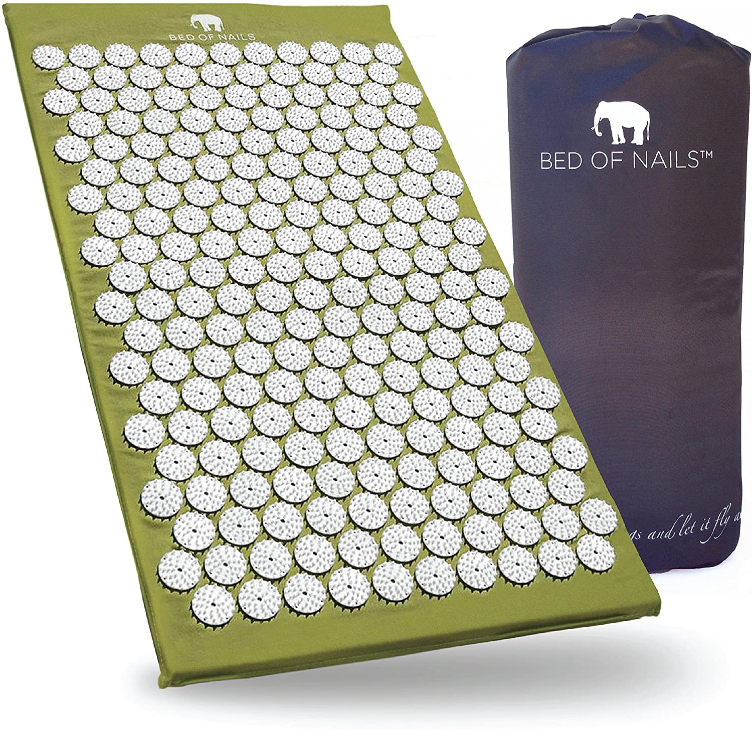 Bed of Nails, Green Original Acupressure Mat for Back/Body Pain Treatment, Relaxation, Mindfulness