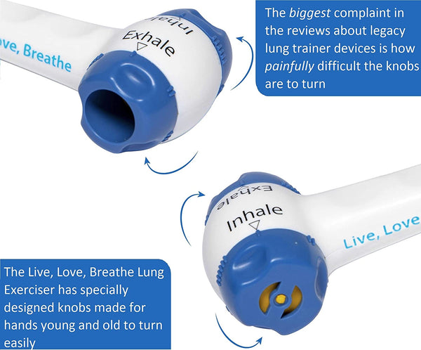 Live, Love, Breathe - USA Made Lung Exerciser Inspiratory, Expiratory Intercostal and Diaphragm Muscle Trainer, Lung Strengthener and Trainer for Children and Adults