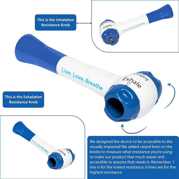 Live, Love, Breathe - USA Made Lung Exerciser Inspiratory, Expiratory Intercostal and Diaphragm Muscle Trainer, Lung Strengthener and Trainer for Children and Adults