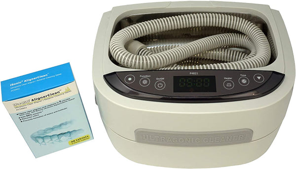 iSonic Ultrasonic C-Pap Deep Cleaner P4821-CPAP, 2.6Qt/2.5L, 110V for North America, with SS. Weight Bracket, Cleaning Tablet, Beige