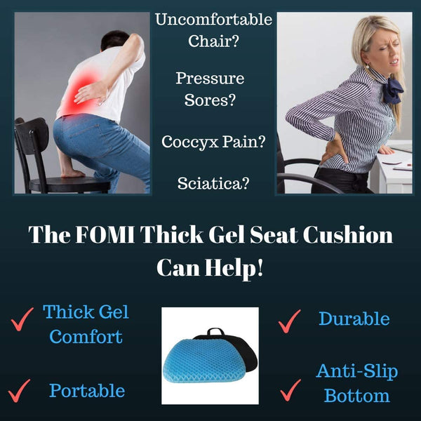 FOMI Thick Premium All Gel Orthopedic Seat Cushion | (16.5" x 18") |