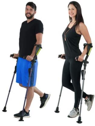 Ergobaum 7G by Ergoactives. 1 Pair (2 Units) of Ergonomic Forearm Crutches - Adult 5' - 6'6'' (Black)