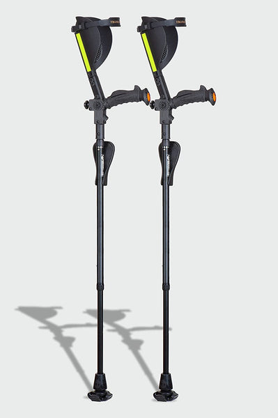 Ergobaum 7G by Ergoactives. 1 Pair (2 Units) of Ergonomic Forearm Crutches - Adult 5' - 6'6'' (Black)