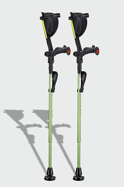 Ergobaum® 7TH Generation Prime by Ergoactives. 1 Pair (2 Units) of Ergonomic Forearm Crutches - Adult 5' - 6'6'' Adjustable (Green)