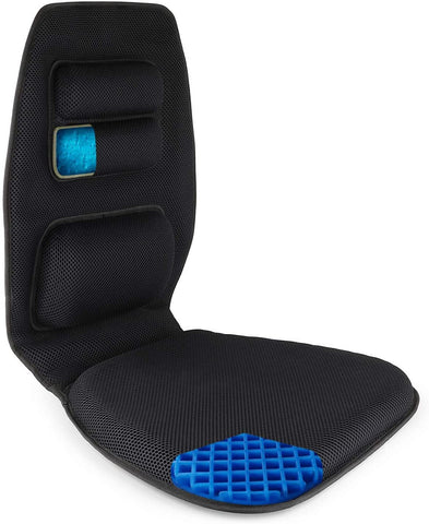 FOMI Premium Gel Cushion and Firm Back Support | Seat Cushion Pad and Upper Lower Thoracic and Lumbar Pillow for Car