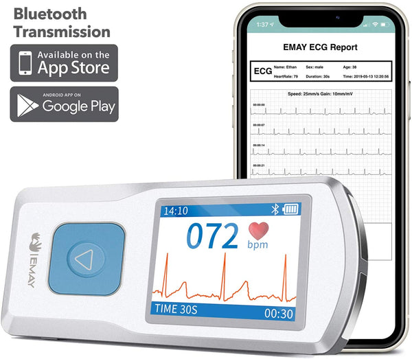 EMAY Portable ECG Monitor (for iPhone & Android, Mac & Windows) | Wireless EKG Monitoring Devices with Heart Rate & Rhythm Tracking