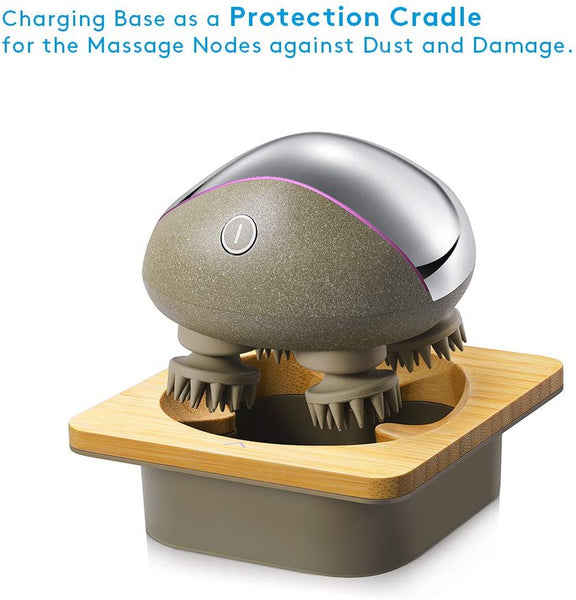 Breo Scalp Mini Waterproof Portable Electric Head Massager with Bamboo Base