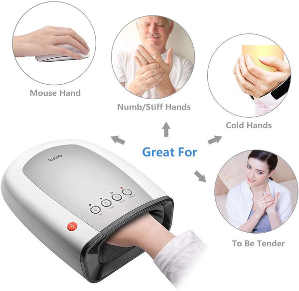 Breo iPalm520s Electric Acupressure Hand Palm Massager with Air Pressure and Heat Compression for Fingers Coldness Strain and Numbness Relief (Basic Version)
