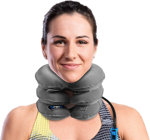 Cervical Neck Traction Device and Collar Brace by BRANFIT, Inflatable and Adjustable USA Designed Neck Support & Stretcher is Ideal for Spine Alignment and Chronic Neck Pain Relief