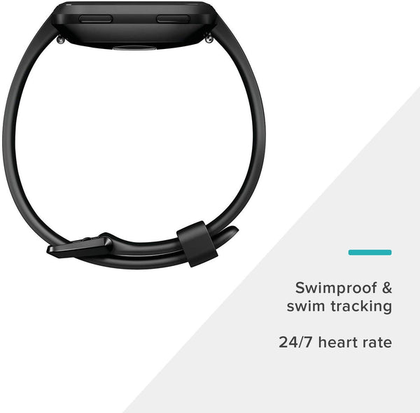 Fitbit Versa Smart Watch, Black/Black Aluminium, One Size (S & L Bands Included)