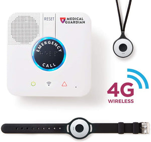 Home Guardian Medical Alert System by Medical Guardian™, No Landline Required, 24/7 Emergency Monitoring Service, 600-Feet Range of Protection (1 Month Free + Extra Spouse Button)