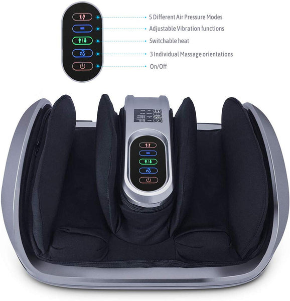 Miko Foot Massager Reflexology Machine with Shiatsu Massage Settings, Vibration, Kneading, Heat and Adjustable Bar for Feet, Ankles, Calf, for Plantar Fasciitis, Neuropathy, Tired Muscles