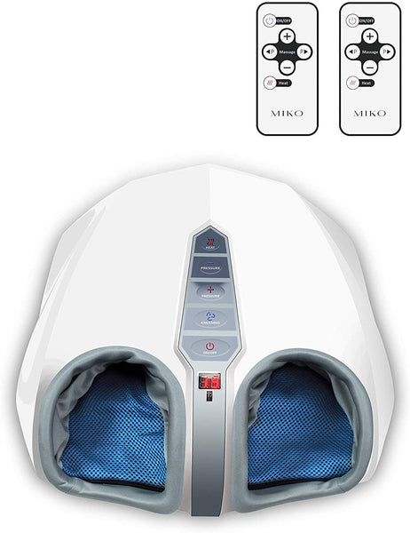 Miko Foot Massager with Multi-Level Settings, Shiatsu Deep Kneading, and Switchable Heat Function White