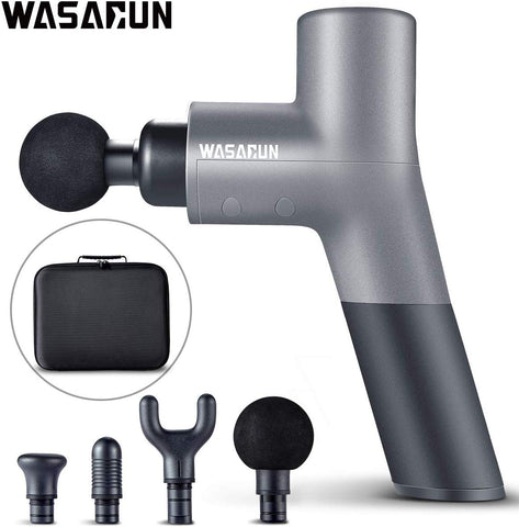 Muscle Massage Gun, WASAGUN Professional Handheld Vibration Massager Device with 5 Adjustable Speed, 4 Attachments, Cordless Electric Percussion Full Body Muscle Massage Equipment & Portable Bag