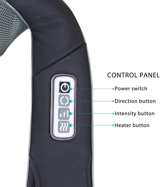 Naipo Back Neck and Shoulder Massager Shiatsu with Heat and 3D Deep Tissue Kneading for Anytime Anywhere Use (Cordless & Rechargeable)